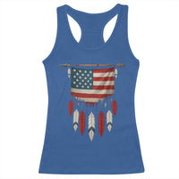 Native American Vintage Feathers USA Flag Racerback Tank Top - Wonder Print Shop