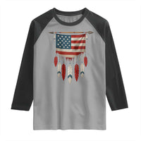 Native American Vintage Feathers USA Flag Raglan Shirt - Wonder Print Shop