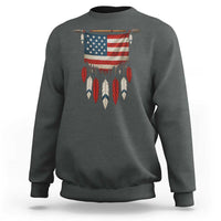 Native American Vintage Feathers USA Flag Sweatshirt - Wonder Print Shop