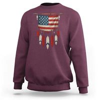 Native American Vintage Feathers USA Flag Sweatshirt - Wonder Print Shop