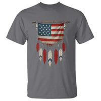 Native American Vintage Feathers USA Flag T Shirt - Wonder Print Shop