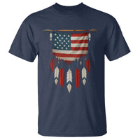 Native American Vintage Feathers USA Flag T Shirt - Wonder Print Shop