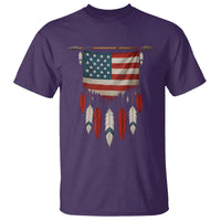 Native American Vintage Feathers USA Flag T Shirt - Wonder Print Shop