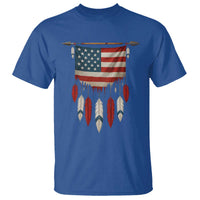 Native American Vintage Feathers USA Flag T Shirt - Wonder Print Shop