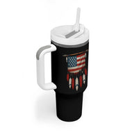 Native American Vintage Feathers USA Flag Tumbler With Handle - Wonder Print Shop