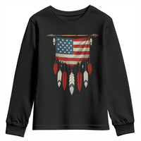 Native American Vintage Feathers USA Flag Youth Sweatshirt - Wonder Print Shop