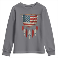 Native American Vintage Feathers USA Flag Youth Sweatshirt - Wonder Print Shop