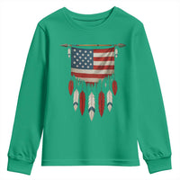 Native American Vintage Feathers USA Flag Youth Sweatshirt - Wonder Print Shop