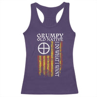 Funny Native American Racerback Tank Top Grumpy Old Native I Do What I Want American Flag - Wonder Print Shop