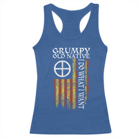 Funny Native American Racerback Tank Top Grumpy Old Native I Do What I Want American Flag - Wonder Print Shop