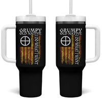 Funny Native American Tumbler With Handle Grumpy Old Native I Do What I Want American Flag - Wonder Print Shop