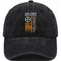 Funny Native American Washed Cotton Baseball Cap Grumpy Old Native I Do What I Want American Flag