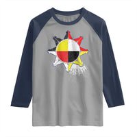 Oglala Lakota Native American Medicine Wheel Feathers Raglan Shirt - Wonder Print Shop