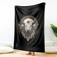 Native American White Buffalo And Eagle Feathers Throw Blanket - Wonder Print Shop