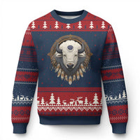 Native American White Buffalo And Eagle Feathers Ugly Christmas Sweater - Wonder Print Shop