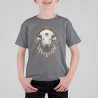 Native American White Buffalo And Eagle Feathers T Shirt For Kid - Wonder Print Shop