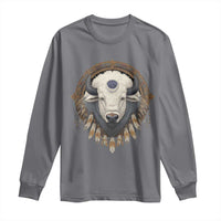 Native American White Buffalo And Eagle Feathers Long Sleeve Shirt - Wonder Print Shop