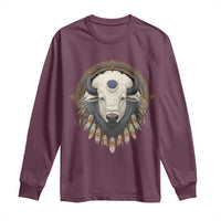 Native American White Buffalo And Eagle Feathers Long Sleeve Shirt - Wonder Print Shop