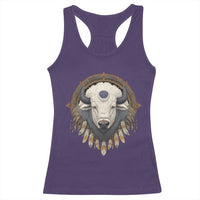 Native American White Buffalo And Eagle Feathers Racerback Tank Top - Wonder Print Shop