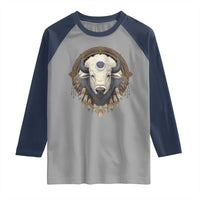 Native American White Buffalo And Eagle Feathers Raglan Shirt - Wonder Print Shop