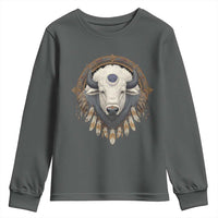 Native American White Buffalo And Eagle Feathers Youth Sweatshirt - Wonder Print Shop