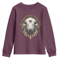 Native American White Buffalo And Eagle Feathers Youth Sweatshirt - Wonder Print Shop