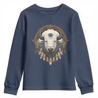 Native American White Buffalo And Eagle Feathers Youth Sweatshirt - Wonder Print Shop