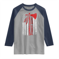Native American Tomahawk Vintage USA Flag Tribal Tradition Raglan Shirt - Wonder Print Shop