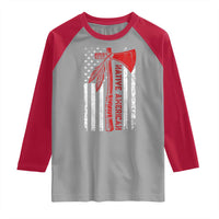 Native American Tomahawk Vintage USA Flag Tribal Tradition Raglan Shirt - Wonder Print Shop