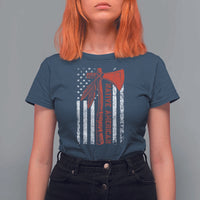 Native American Tomahawk Vintage USA Flag Tribal Tradition T Shirt For Women - Wonder Print Shop