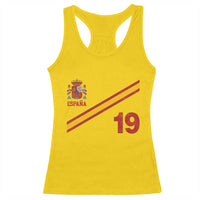 Espana Spain Football Racerback Tank Top Spanish Flag Stripes Number 19 Athletic Soccer National Pride