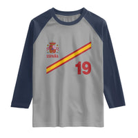 Espana Spain Football Raglan Shirt Spanish Flag Stripes Number 19 Athletic Soccer National Pride