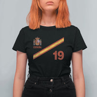 Espana Spain Football T Shirt For Women Spanish Flag Stripes Number 19 Athletic Soccer National Pride