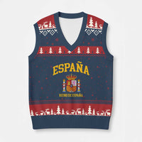 Spain Reino De Espana V-Neck Knit Sweater Vest Vintage Spanish Flag Coat of Arms