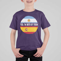 Spanish Argentinian Roots T Shirt For Kid Yes I'm Both Of Them Vintage Spain Argentina Half Flag