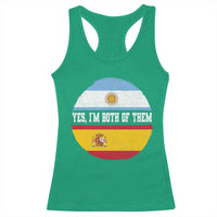 Spanish Argentinian Roots Racerback Tank Top Yes I'm Both Of Them Vintage Spain Argentina Half Flag