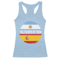 Spanish Argentinian Roots Racerback Tank Top Yes I'm Both Of Them Vintage Spain Argentina Half Flag