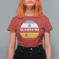 Spanish Argentinian Roots T Shirt For Women Yes I'm Both Of Them Vintage Spain Argentina Half Flag