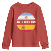 Spanish Argentinian Roots Youth Sweatshirt Yes I'm Both Of Them Vintage Spain Argentina Half Flag