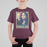 Harris Walz T Shirt For Kid Forward 2024 Not Going Back Signature Portraits - Wonder Print Shop