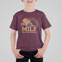 Funny American Football T Shirt For Kid MILF Man I Love Footbal Maple Leaf Vintage Footbal Helmet TS11