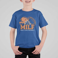 Funny American Football T Shirt For Kid MILF Man I Love Footbal Maple Leaf Vintage Footbal Helmet TS11
