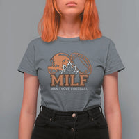 Funny American Football T Shirt For Women MILF Man I Love Footbal Maple Leaf Vintage Footbal Helmet TS11