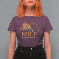 Funny American Football T Shirt For Women MILF Man I Love Footbal Maple Leaf Vintage Footbal Helmet TS11