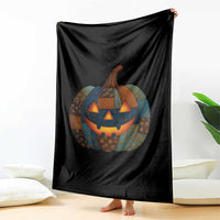 Halloween Blue Denim Patchwork Spooky Pumpkin Throw Blanket - Wonder Print Shop