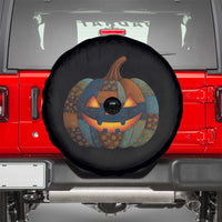 Halloween Blue Denim Patchwork Spooky Pumpkin Spare Tire Cover - Wonder Print Shop