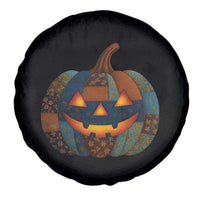 Halloween Blue Denim Patchwork Spooky Pumpkin Spare Tire Cover - Wonder Print Shop