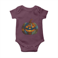 Halloween Blue Denim Patchwork Spooky Pumpkin Baby Onesie - Wonder Print Shop