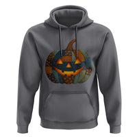 Halloween Blue Denim Patchwork Spooky Pumpkin Hoodie - Wonder Print Shop