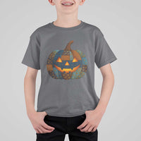 Halloween Blue Denim Patchwork Spooky Pumpkin T Shirt For Kid - Wonder Print Shop